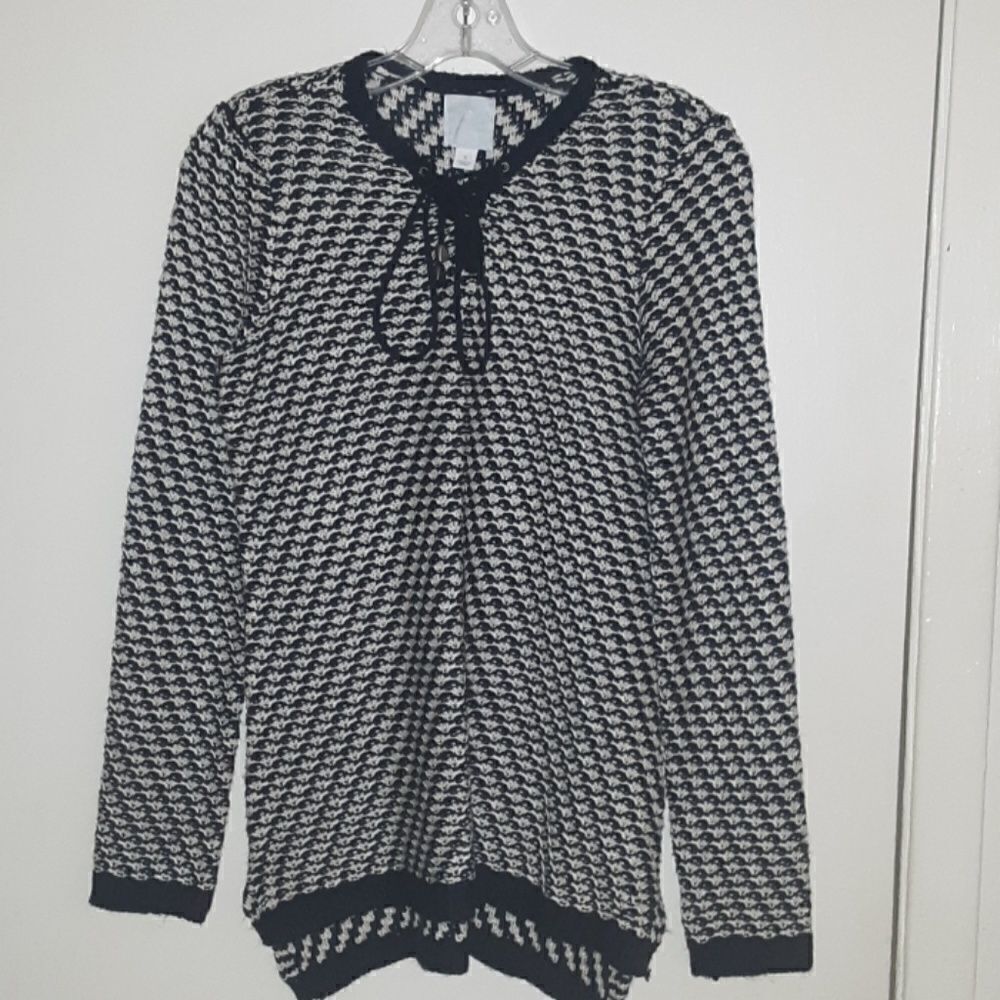 Sunday White & Navy Knit Sweater Small